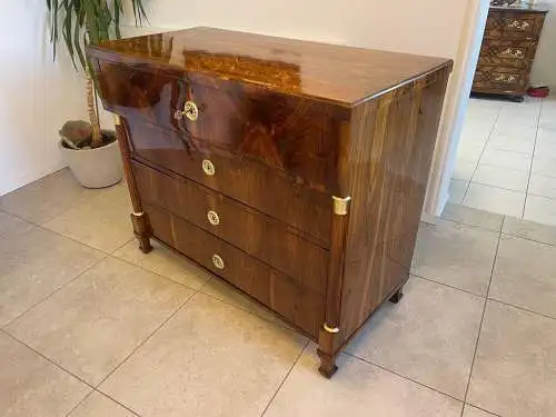 Restaurierte Biedermeier Schreibkommode Nussholz A5105