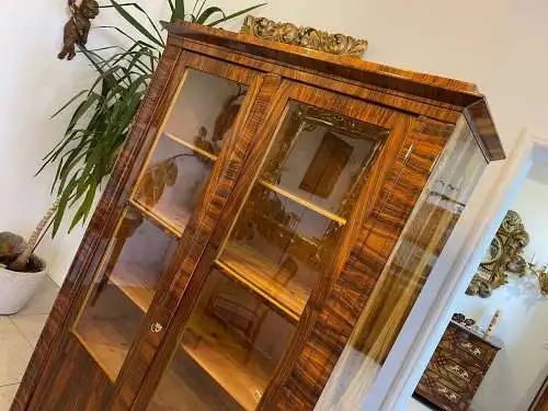 SALE Biedermeier Vitrine Bücherschrank Sammlervitrine, Nussholz A5107