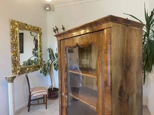 SALE Biedermeier Vitrine Bücherschrank Sammlervitrine, Nussholz A5102