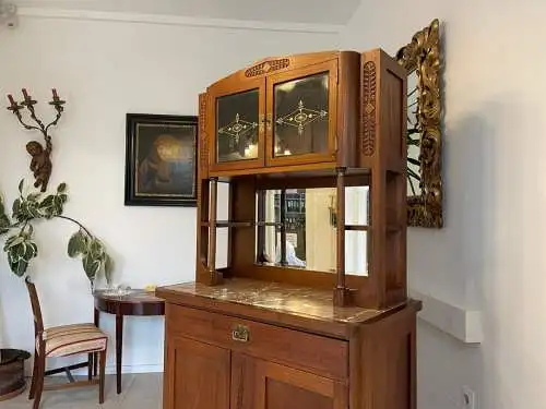 Traum Jugendstil Kredenz Bücherschrank Beschnitzt A5098