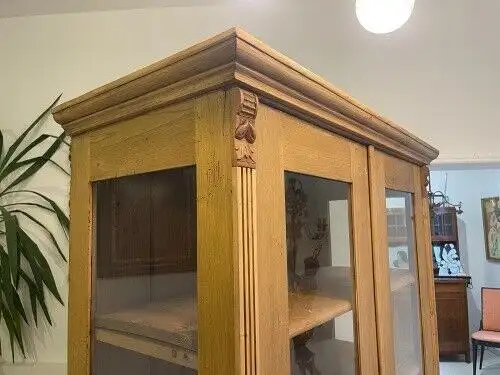 bäuerliche Vitrine Bauernvitrine Bauernschrank Naturholz Bücherschrank A5132