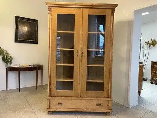 bäuerliche Vitrine Bauernvitrine Bauernschrank Naturholz Bücherschrank A5132