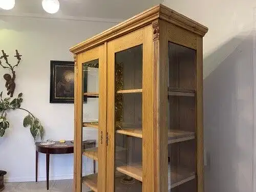 bäuerliche Vitrine Bauernvitrine Bauernschrank Naturholz Bücherschrank A5132