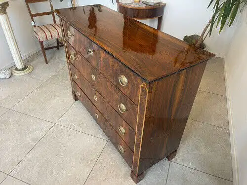 restaurierte Biedermeier Kommode 4 Ladenkommode Nussholz A2443