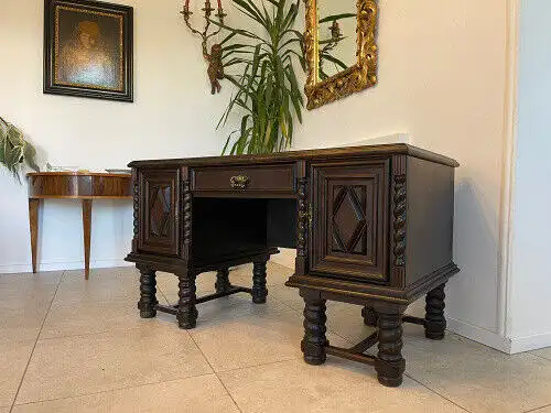 Jugendstil Schreibtisch Sekretär Freisteher Schwarz A4438