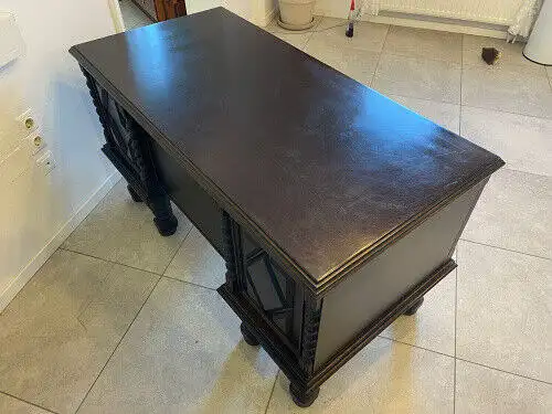 Jugendstil Schreibtisch Sekretär Freisteher Schwarz A4438