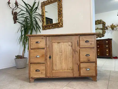 bäuerliche Anrichte Sideboard Kommode Naturholz E1425