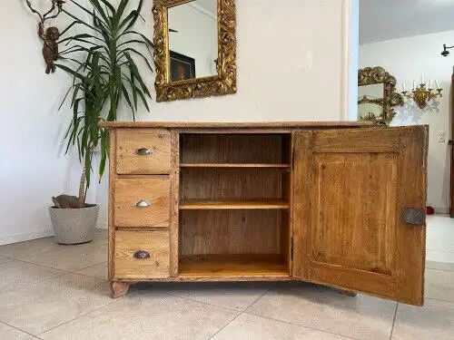 bäuerliche Anrichte Sideboard Kommode Naturholz E1425