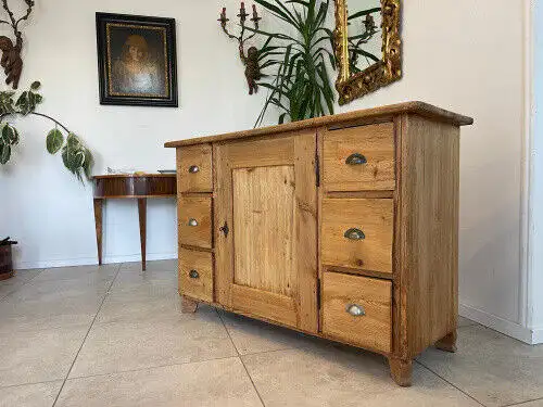 bäuerliche Anrichte Sideboard Kommode Naturholz E1425