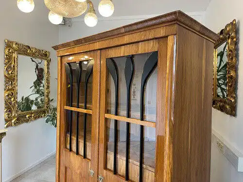 Antiquität Sale Biedermeier Vitrine Bücherschrank Nussholz A4932