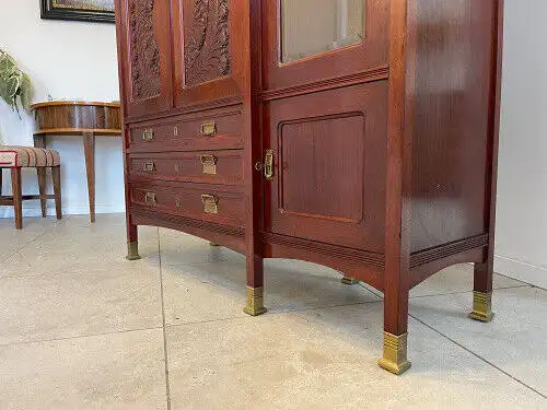 Original Jugendstil Bücherschrank Vitrine Original E1036