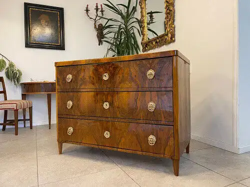 restaurierte Biedermeier Kommode 3 Ladenkommode Nussholz G1064