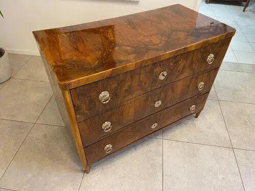 restaurierte Biedermeier Kommode 3 Ladenkommode Nussholz G1064