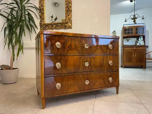 restaurierte Biedermeier Kommode 3 Ladenkommode Nussholz G1064