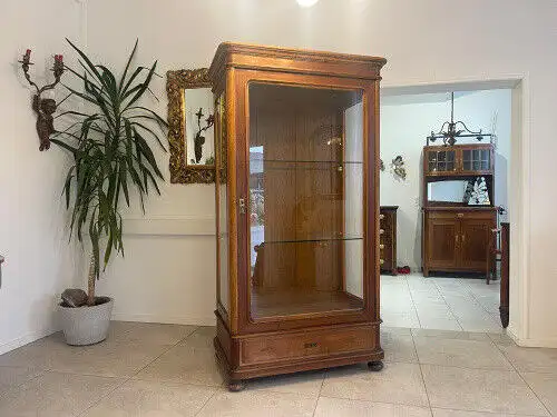 SALE Biedermeier Vitrine Bücherschrank Sammlervitrine, Nussholz G1055