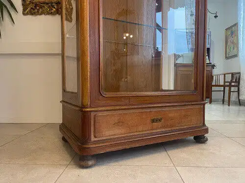 SALE Biedermeier Vitrine Bücherschrank Sammlervitrine, Nussholz G1055