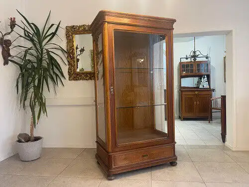 SALE Biedermeier Vitrine Bücherschrank Sammlervitrine, Nussholz G1055