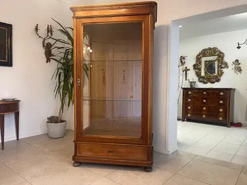 SALE Biedermeier Vitrine Bücherschrank Sammlervitrine, Nussholz G1055