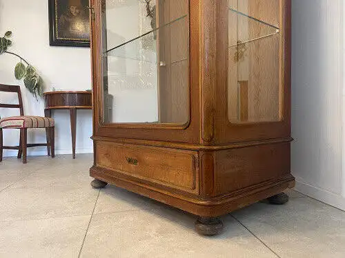 SALE Biedermeier Vitrine Bücherschrank Sammlervitrine, Nussholz G1055