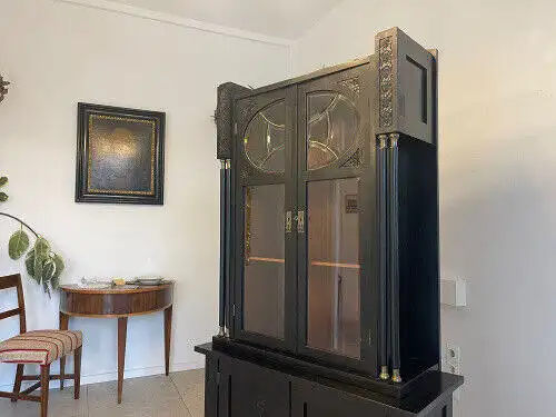 Traum Jugendstil Kredenz Bücherschrank Beschnitzt G1044