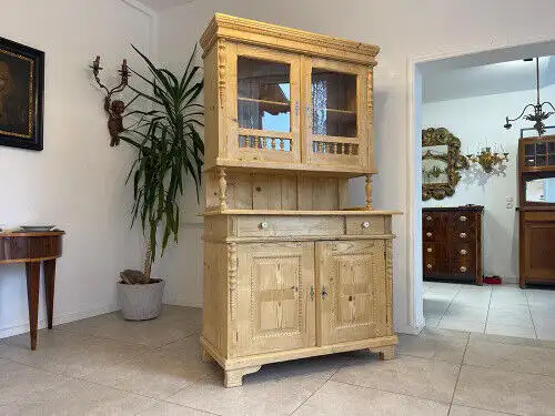 Original Gründerzeit Küchenschrank Vitrinenschrank G1047