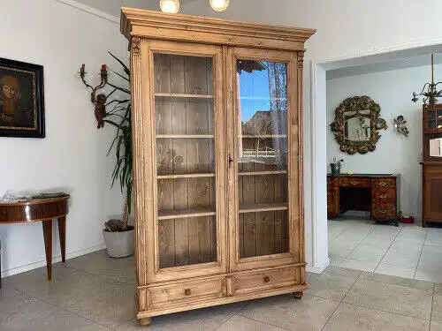 Bäuerliche Vitrine Bauernvitrine Naturholz Bücherschrank G1106