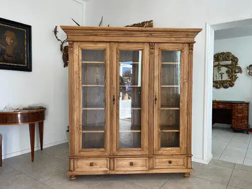 Bäuerliche Vitrine Bauernvitrine Naturholz Bücherschrank G1107