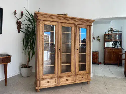 Bäuerliche Vitrine Bauernvitrine Naturholz Bücherschrank G1107