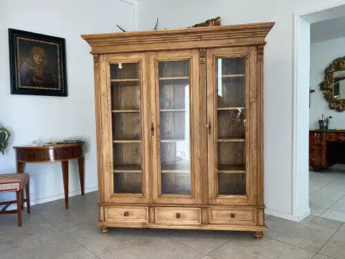 Bäuerliche Vitrine Bauernvitrine Naturholz Bücherschrank G1107