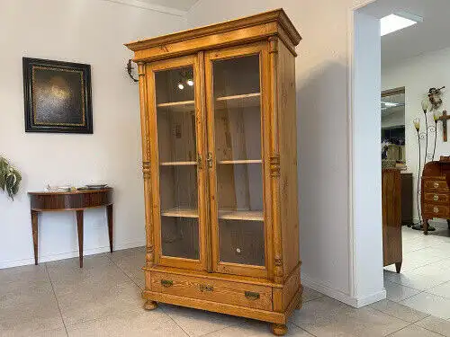 Bäuerliche Vitrine Bauernvitrine Bauernschrank Naturholz Bücherschrank Bauernmöb