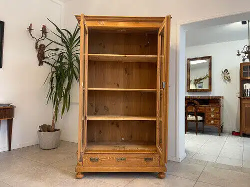 Bäuerliche Vitrine Bauernvitrine Bauernschrank Naturholz Bücherschrank Bauernmöb