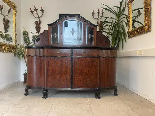 Historismus Glas Vitrine  Anrichte Schrank Sideboard Theke G1142