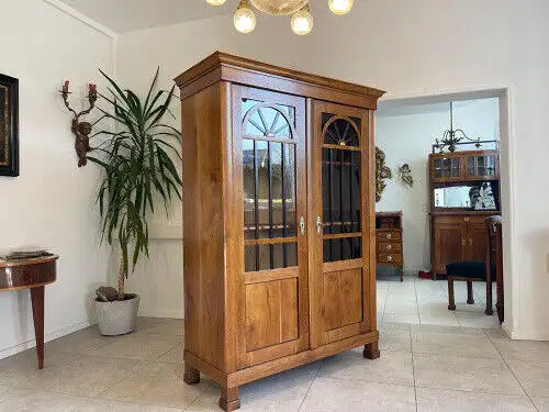 SALE Biedermeier Vitrine Bücherschrank Sammlervitrine Eichenholz Antiquität G113