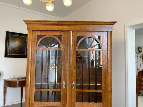 SALE Biedermeier Vitrine Bücherschrank Sammlervitrine Eichenholz Antiquität G113