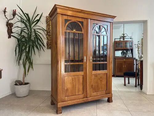 SALE Biedermeier Vitrine Bücherschrank Sammlervitrine Eichenholz Antiquität G113