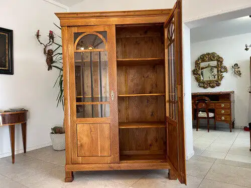 SALE Biedermeier Vitrine Bücherschrank Sammlervitrine Eichenholz Antiquität G113