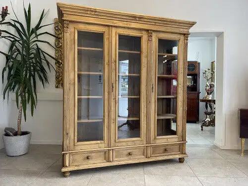 Bäuerliche Vitrine Bauernvitrine Naturholz Bücherschrank i2110