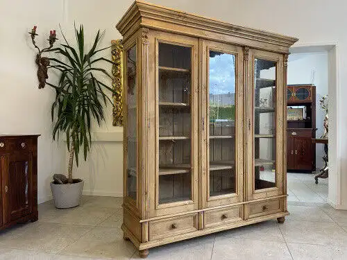 Bäuerliche Vitrine Bauernvitrine Naturholz Bücherschrank G1164