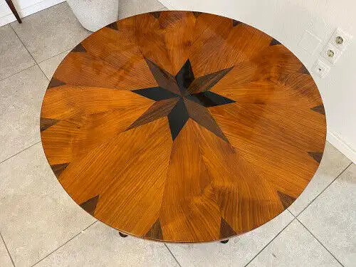 Rstaurierter Biedermeier Tisch Stern  Intarsien Designertisch Antiquität G1189