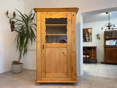 Bäuerliche Vitrine Bauernvitrine Bauernschrank Naturholz Bücherschrank Bauernmöb