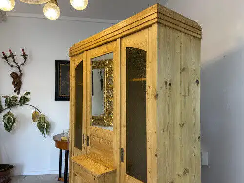 Restaurierter Jugendstil Schrank Kleiderkasten Spiegelschrank G1328