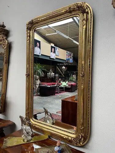 Originaler vergoldeter Biedermeier Spiegel Holzspiegel Rosenspiegel G1337