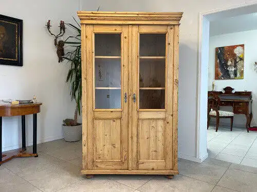 Originale Vitrine Glasvitirne Bücherschrank Bauernvitrine Antik Bauernkasten G13