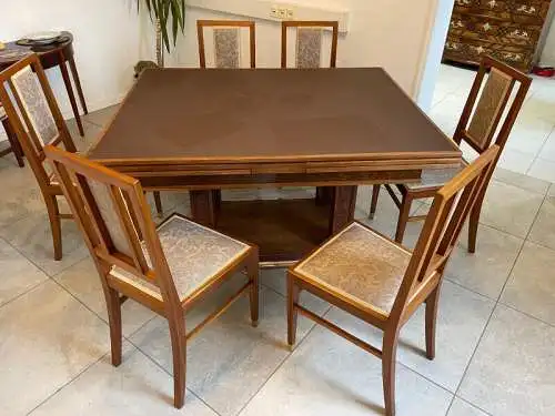 SALE Jugendstil Speisezimmergruppe 7 teilig Esszimmer Auszugtisch Sessel A4179