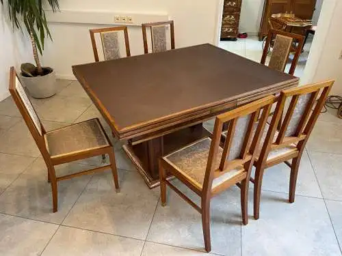 SALE Jugendstil Speisezimmergruppe 7 teilig Esszimmer Auszugtisch Sessel A4179