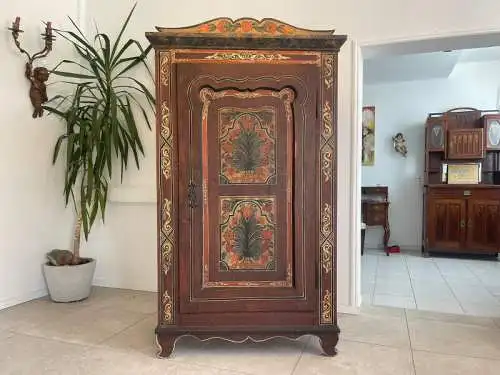 Antikes Handbemalter Bauernschrank Kasten Bauernkasten G1363