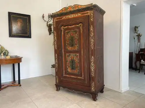 Antikes Handbemalter Bauernschrank Kasten Bauernkasten G1363