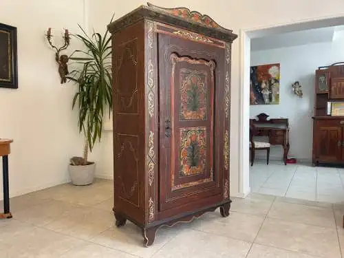 Antikes Handbemalter Bauernschrank Kasten Bauernkasten G1363