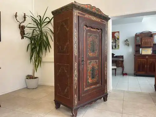Antikes Handbemalter Bauernschrank Kasten Bauernkasten G1363