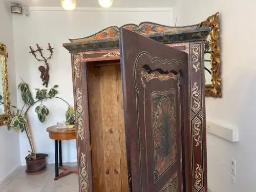 Antikes Handbemalter Bauernschrank Kasten Bauernkasten G1363